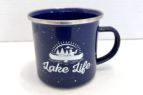 Coffee tea mug blue speckled - coffee,